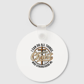 Christian Philippians 4_13 Vintage Quote Shirt Des Keychain