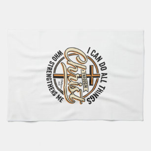 Christian Philippians 4_13 Vintage Quote Shirt Des Kitchen Towel