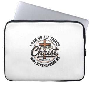 Christian Philippians 4_13 Vintage Quote Shirt Des Laptop Sleeve