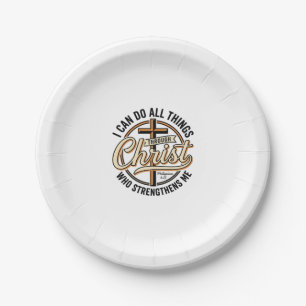 Christian Philippians 4_13 Vintage Quote Shirt Des Paper Plate