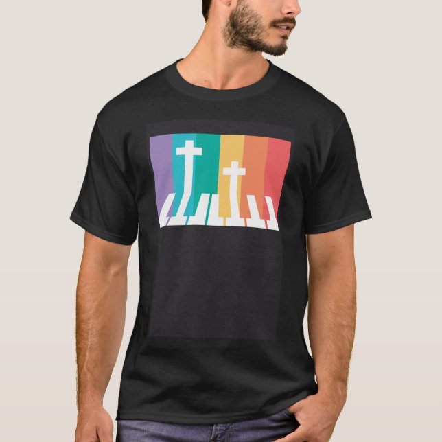 Christian Pianist Piano Player Religious Musician  T-Shirt (Front)