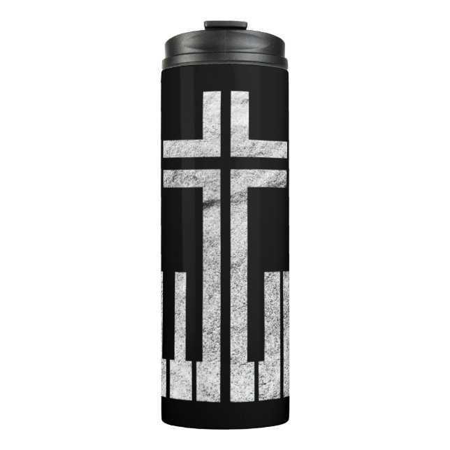 Christian Piano Cross Keyboard Pianist God Jesus M Thermal Tumbler (Front)