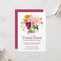 Christian Pink Floral Cross Women's Church Retreat