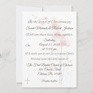Christian Pink Orchid and Cross Wedding Invitation