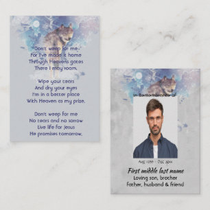 Christian Pocket Keepsake Memorial  Wolf Business Card