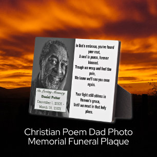 Christian Poem Dad Photo Memorial Funeral Plaque