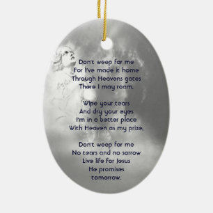 Christian Poem Memorial Keepsake Angel Sky Clouds  Ceramic Ornament