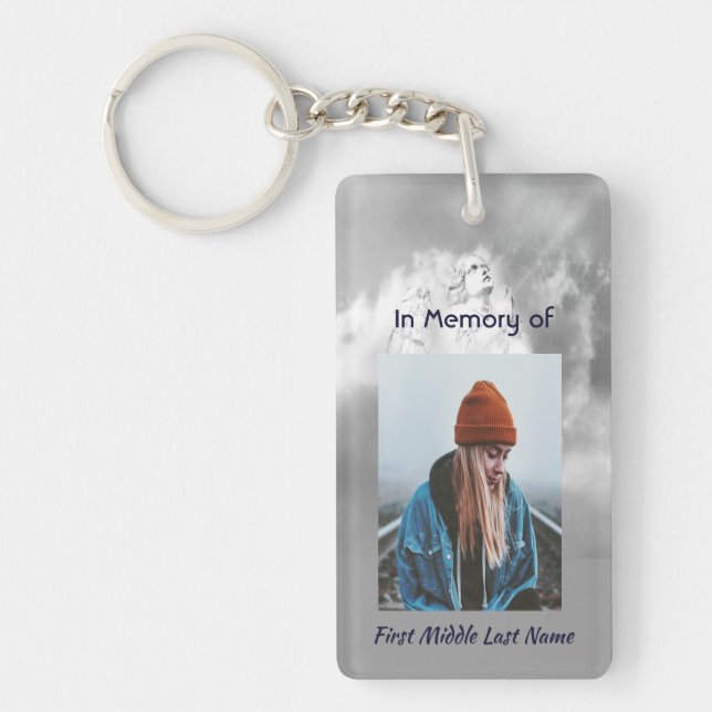 Christian Poem Memorial Keepsake Angel Sky Clouds  Keychain (Front)