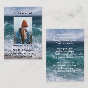 Christian Poem Memorial Keepsake Ocean Sea Beach Business Card