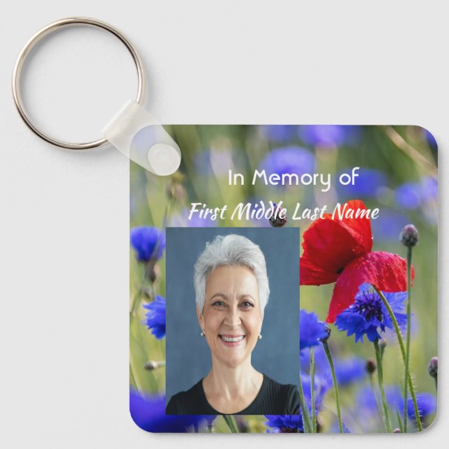 Christian Poppy Cornflower Meadow Memorial Keychain (Front)