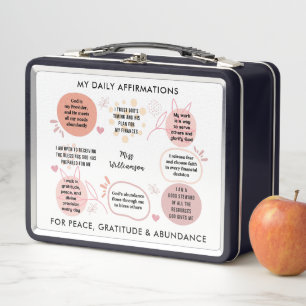 Christian Positive Daily Affirmations Teacher Metal Lunch Box