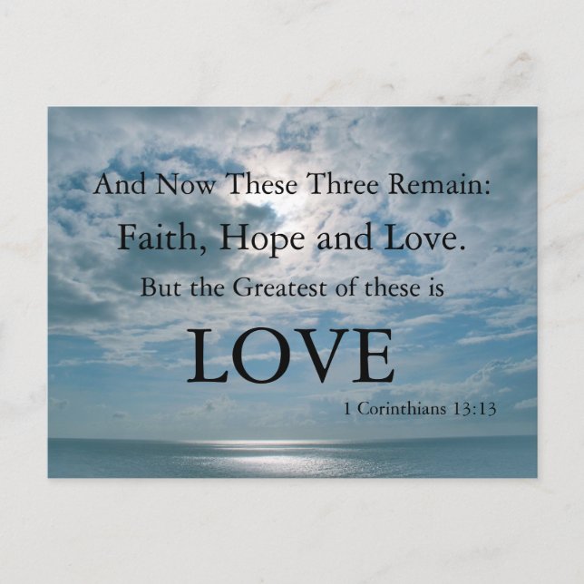 Christian Postcard, Faith, Hope, Love - Religious Postcard (Front)