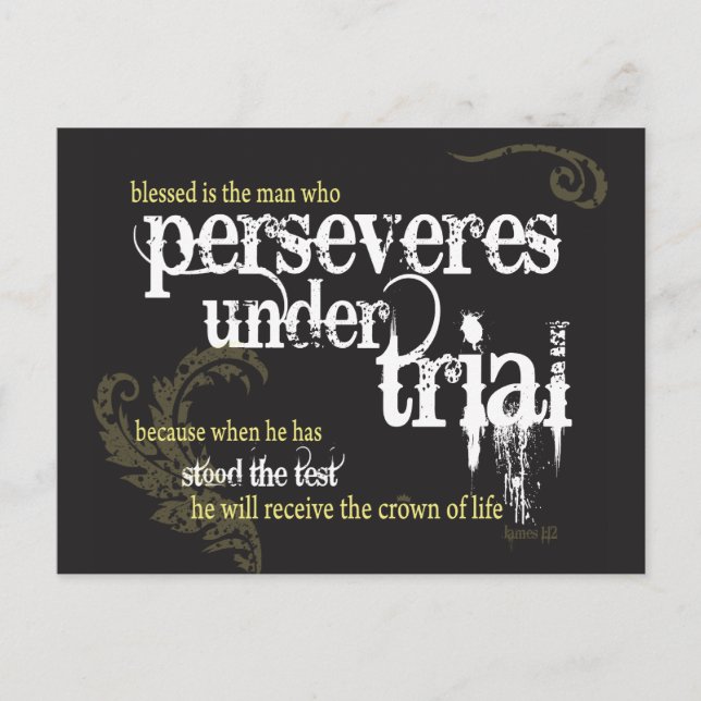 Christian postcard: Perseveres under trial Postcard (Front)