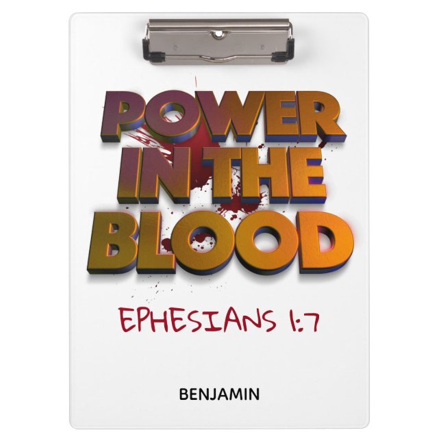 Christian power in the blood salvation message clipboard (Front)