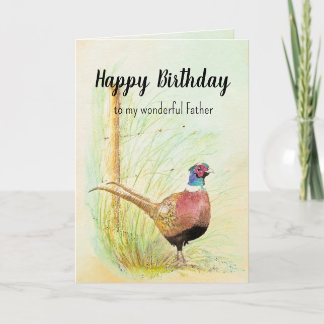 Christian Prayer Father Birthday Pheasant Gamebird Holiday Card (Front)