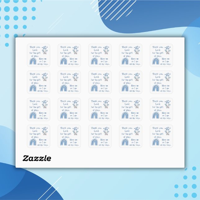 Christian Prayer for kids Blue | Square Sticker (Creator Uploaded)