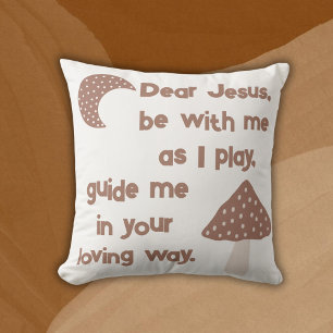 Christian Prayer for kids Brown & White Throw Pillow