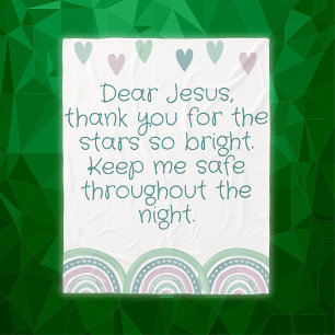 Christian Prayer for kids Green & Pink Fleece Blanket