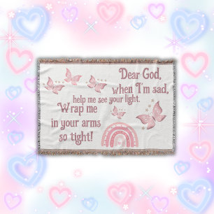 Christian Prayer for kids Pink Throw Blanket