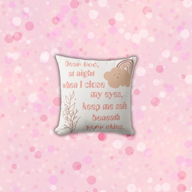 Christian Prayer for kids Pink | Throw Pillow (Creator Uploaded)