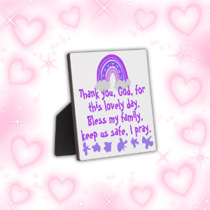Christian Prayer for kids Purple & Pink   Plaque
