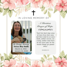 Christian Prayer Mom Photo Memorial Funeral Card