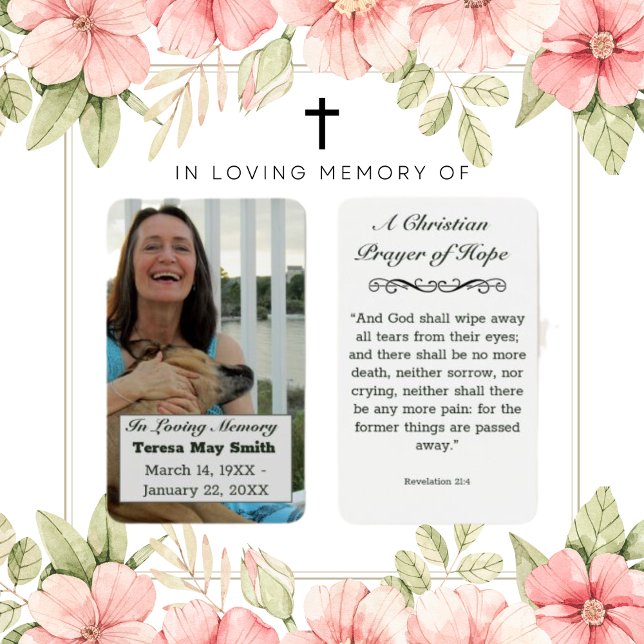 Christian Prayer Mom Photo Memorial Funeral Card (Creator Uploaded)
