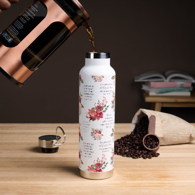 Christian PRAYER Peach Floral Water Bottle (Coffee)