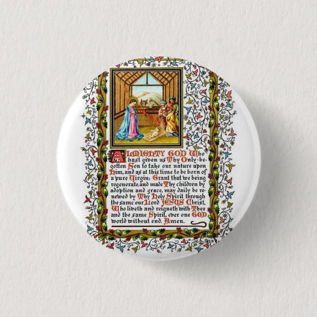 Christian Prayer With Nativity 1 Inch Round Button (Front)