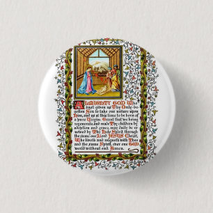 Christian Prayer With Nativity 1 Inch Round Button