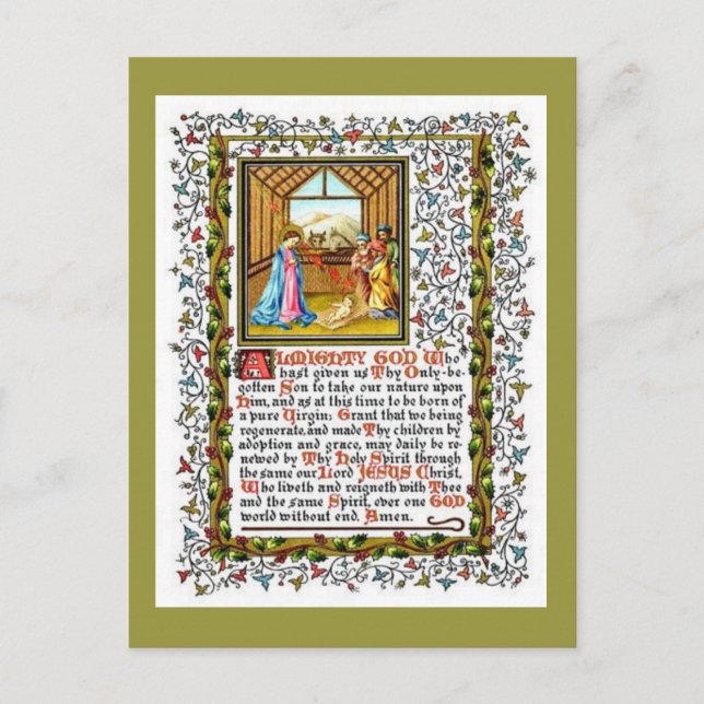 Christian Prayer With Nativity Postcard (Front)