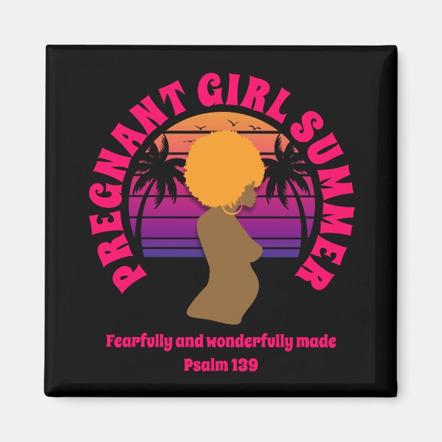Christian PREGNANT GIRL SUMMER Afro Queen Magnet (Front)