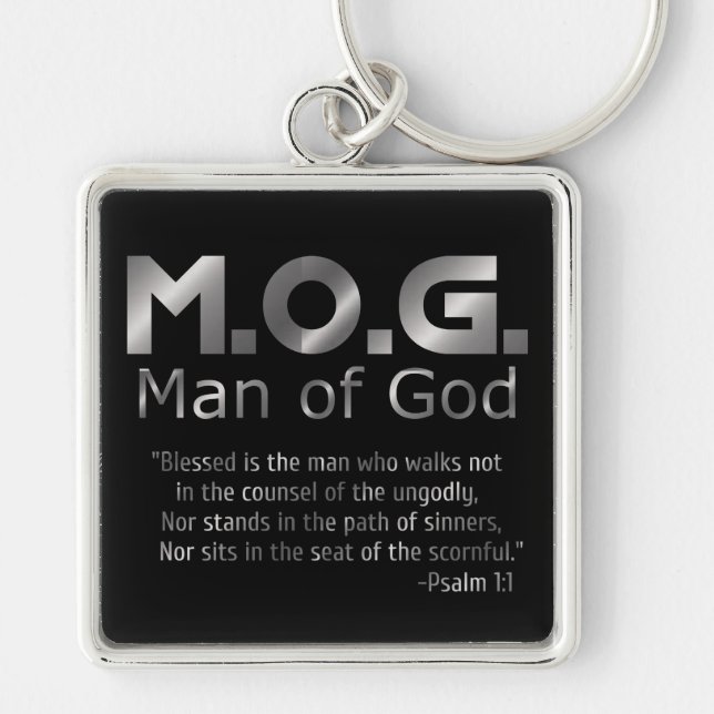 Christian Prophetic Silver MAN OF GOD PSALM 1:1 Keychain (Front)