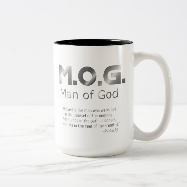 Christian Prophetic Silver MAN OF GOD PSALM 1:1 Two-Tone Coffee Mug (Right)