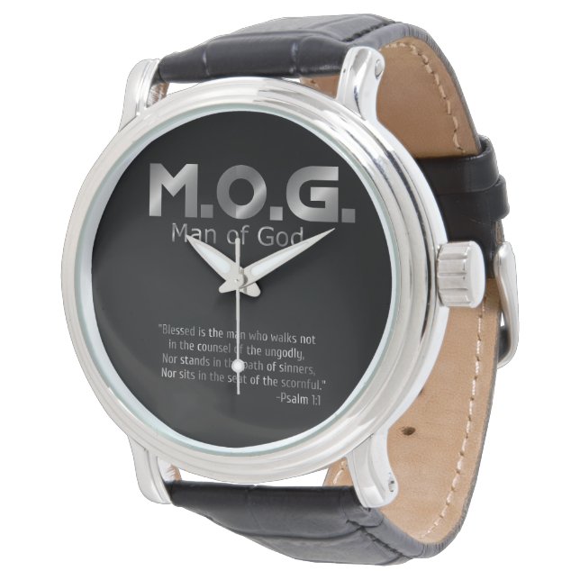 Christian Prophetic Silver Man of God Psalm 1:1 Watch (Angled)