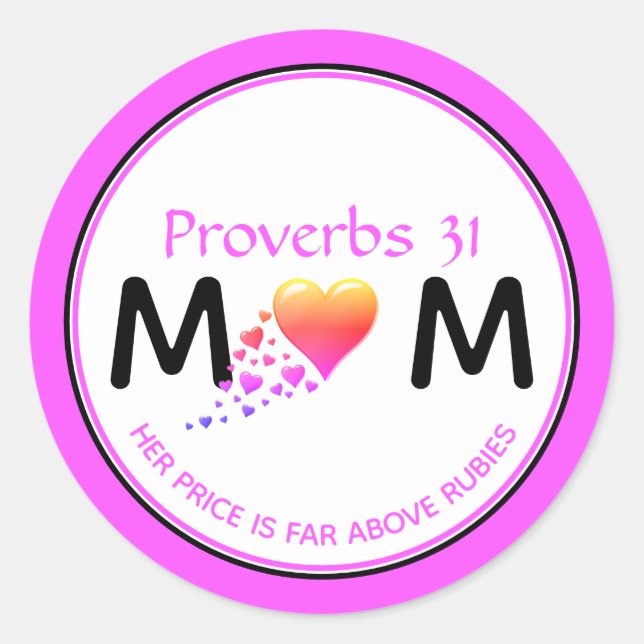 Christian PROV 31 MOM Multi Heart Mother's Day Classic Round Sticker (Front)