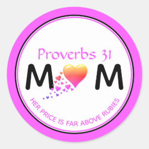 Christian PROV 31 MOM Multi Heart Mother's Day Classic Round Sticker