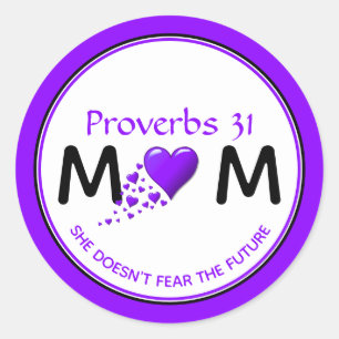 Christian PROV 31 MOM Purple Heart Mother's Day Classic Round Sticker