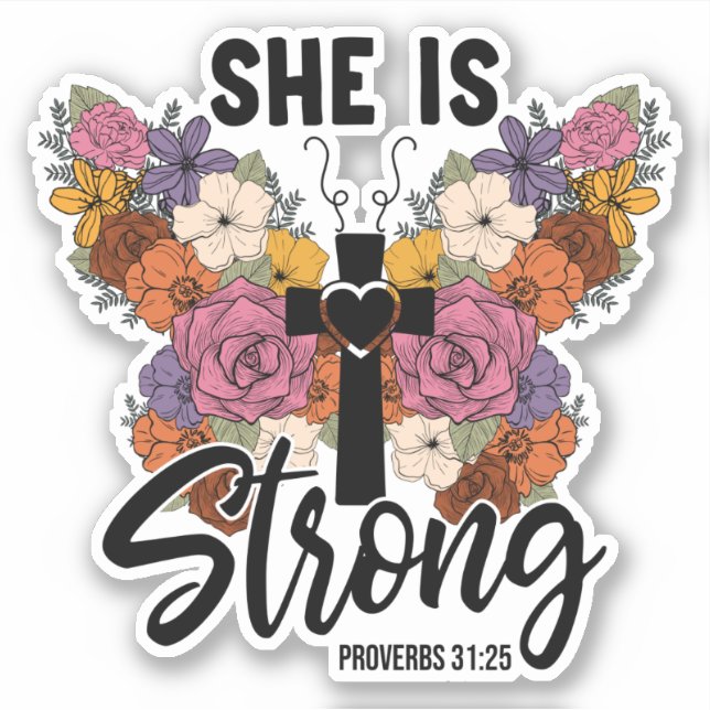 Christian Proverbs 31 Woman Butterfly Flowers  (Front)
