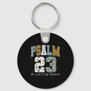 Christian Psalm 23 Retro The Lord Is My Shepherd B Keychain