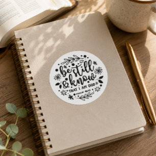 Christian Psalm 46 Be Still Classic Round Sticker