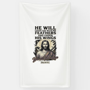 Christian Psalm 91_4 Jesus Vintage Engraving Shirt Banner
