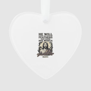 Christian Psalm 91_4 Jesus Vintage Engraving Shirt Ornament