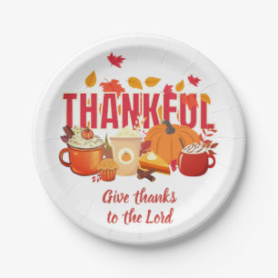 Christian Pumpkin Thanksgiving THANKFUL Paper Plate