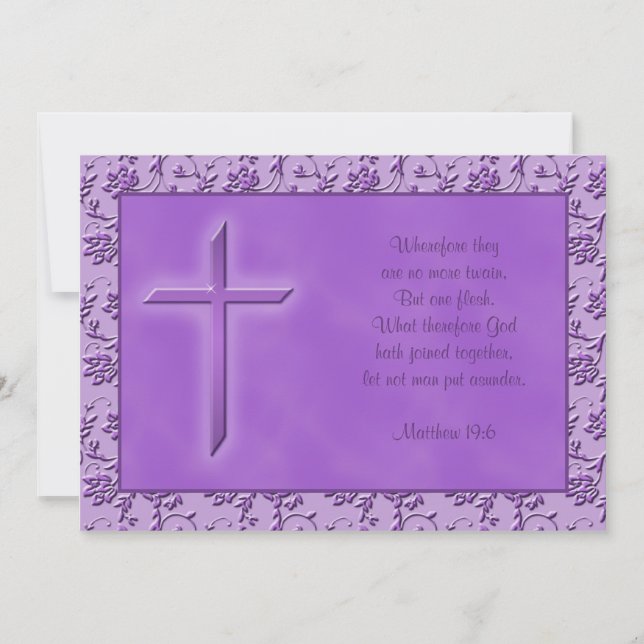 Christian Purple Passion Wedding Invitation (Front)