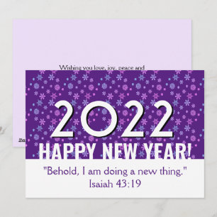 Christian Purple Snowflakes   HAPPY NEW YEAR 2022 Holiday Card