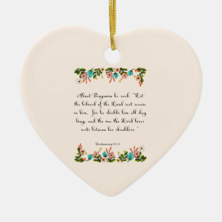 Christian Quote Art - Deuteronomy 33:12 Ceramic Ornament