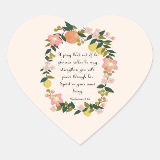 Christian Quote Art - Ephesians 3:16 Heart Sticker