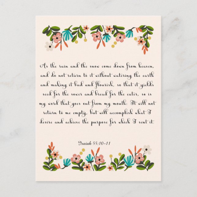 Christian Quote Art - Isaiah 55:10-11 Postcard (Front)