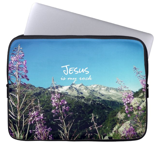 Christian Quote: Jesus is my Rock Laptop Sleeve (Front)